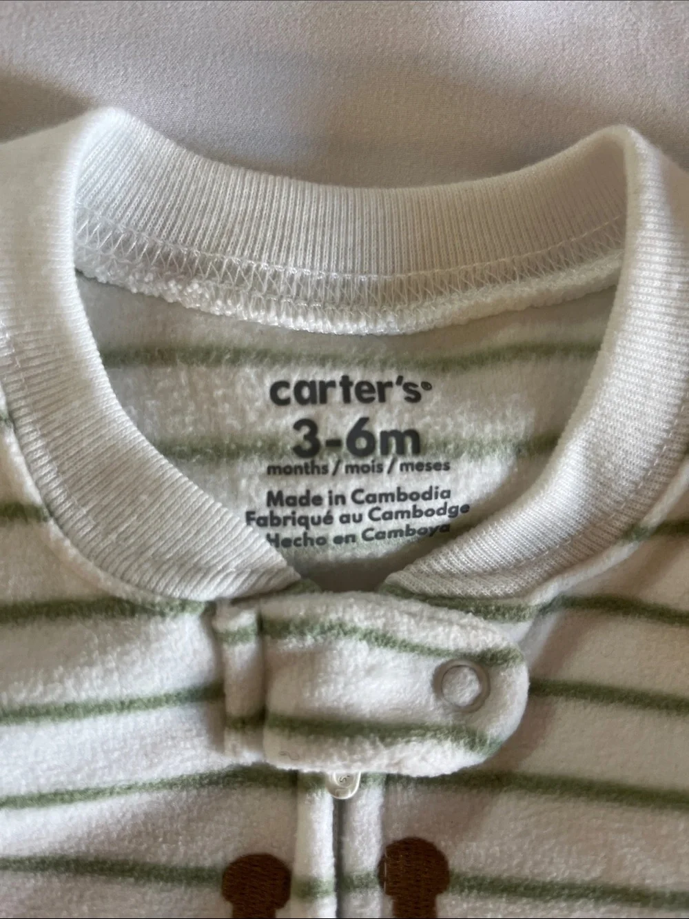 Carter's White and Green Striped Giraffe Sleep Sack